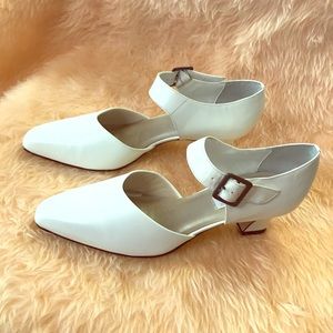 White Leather Vintage Heels